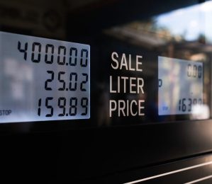 black digital device at fuel pump